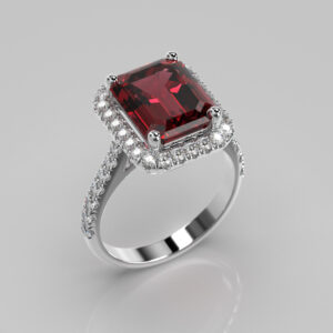 Ruby stone with silver ring