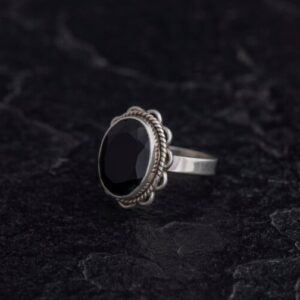 Luxury Black stone with silver ring